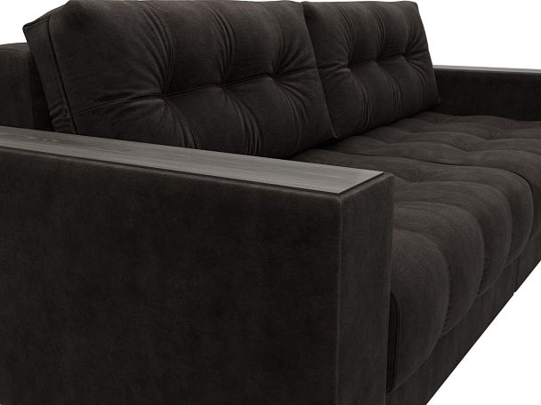 Диван прямой с декором Лига-049 НПБ Велюр коричневый - Вид 4