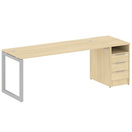 Metal System Quattro Р. ст. с тумбой на О-образном м/к 50БО.РС-СТП-1.5 Акация/Серый металл 2212*720*750 - Фото предпросмотра