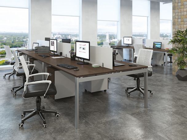 Стол прямой на металлоопорах Tess Metal 140x80x75 орех - Вид 6