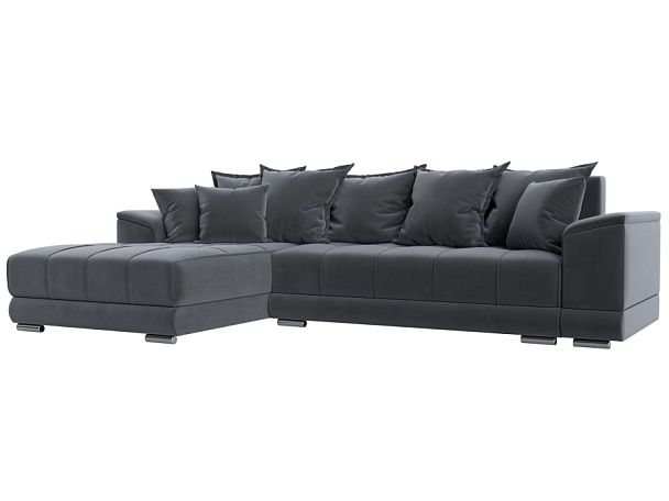 Угловой диван НордСтар левый угол Велюр серый - Вид 1