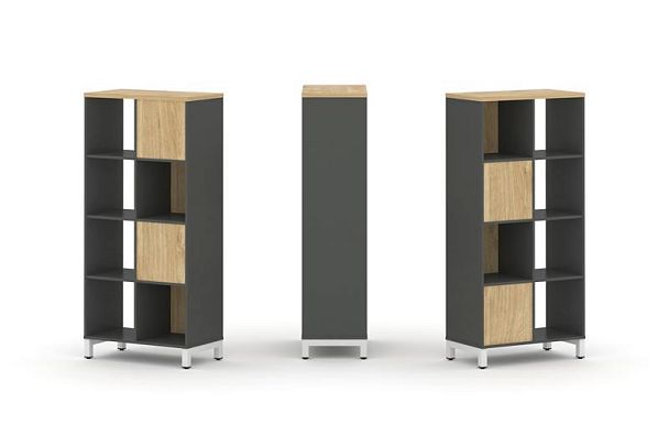 Стайл Проджект Набор стеллажа 2-х сторон., 4 яр. SN.NSD-421 Антрацит/Тиквуд Светлый/Металл Белый 754 - Вид 1