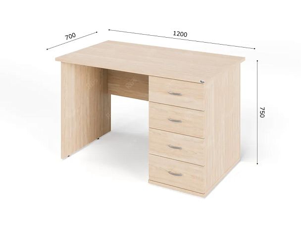 ЛАЙТ / LIGHT RLG008-12x7R Однотумбовый стол 120x70x75 Дуб Сонома - Вид 2