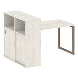 Metal System Quattro Стол письменный с шкафом-купе на О-образном м/к 40БО.РС-СШК-3.2 Т Дуб наварра/Мокко металл 1610*1120*1098 - Фото предпросмотра