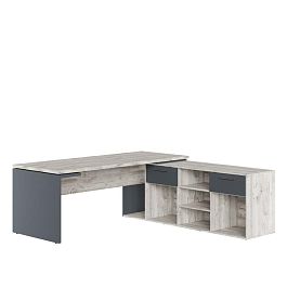 Стол письменный на опорной креденции Zion Light 200x205x75 дуб нордик - Фото предпросмотра