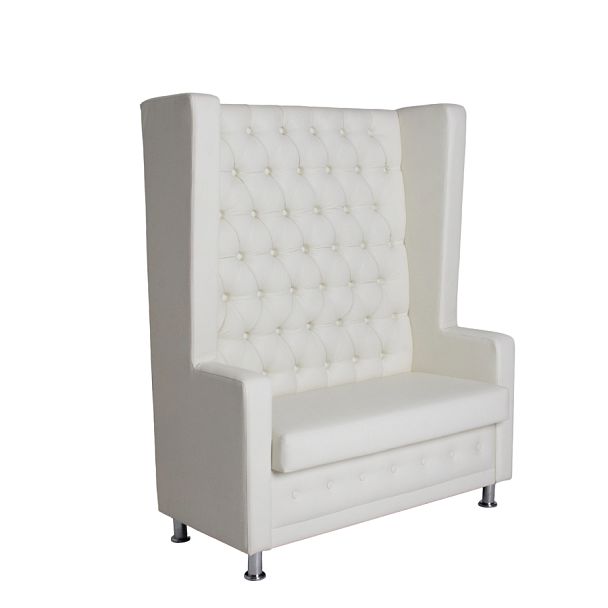 Диван Хонер, экокожа Cometa white, ножки металл хром - Вид 1