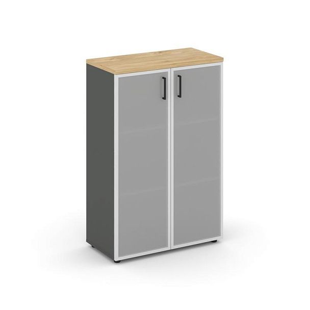 Style Project Шкаф средний широкий SN.STS.E-206 Антрацит/Тиквуд Светлый/Сатин/Черный Ручки 796*400*1 - Вид 1