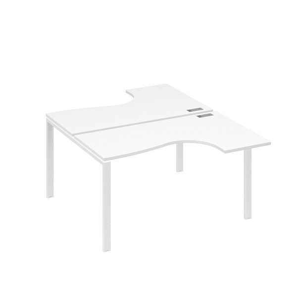 Рабочая станция (2х140) опоры UNO столы Классика A4 А4 Б1 181 БП белый премиум / металлокаркас белый - Вид 1
