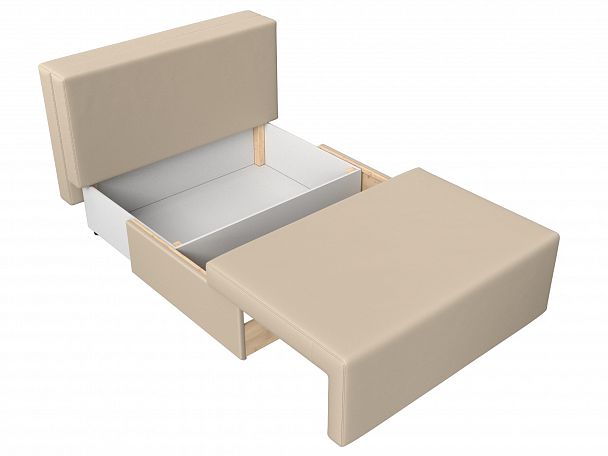 Диван прямой Лагуна (полностью экокожа бежевая, кант экокожа коричневая) - Вид 7