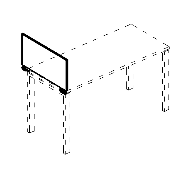 Экран настольный боковой/промежуточный ДСП с кронштейнами A4 А4 Б 854 БП серый / металлокаркас белый - Вид 3