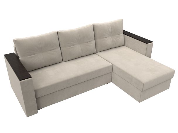 Угловой диван Атланта Лайт Б/С правый (полностью микровельвет бежевый) - Вид 6