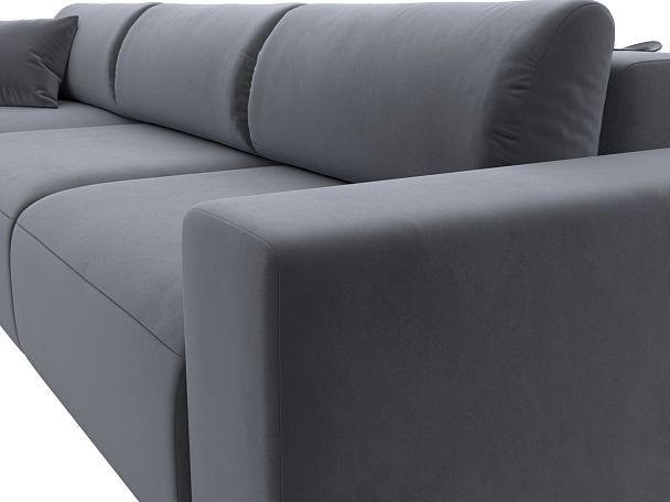Диван угловой Лига-036 Классик Лонг левый угол Велюр серый - Вид 4