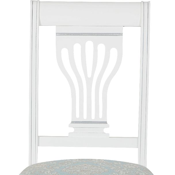 Комплект деревянных стульев с мягким сиденьем Мендельс Белая эмаль серебрянная патина/Бирюзовый жаккард, 2 шт. - Вид 7