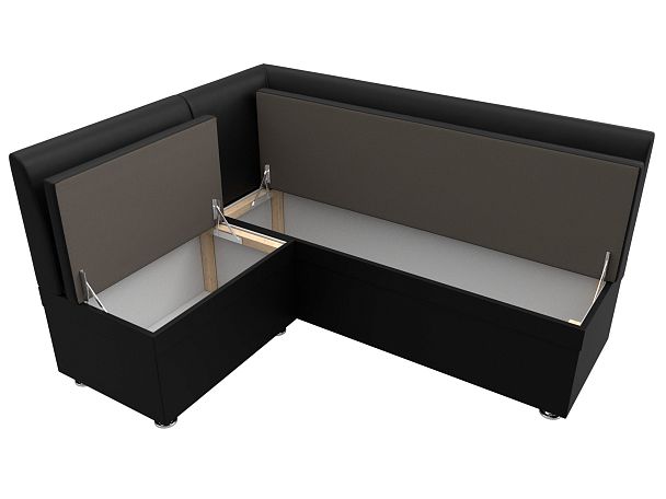 Кухонный угловой диван Уют левый (полностью экокожа черная) - Вид 7