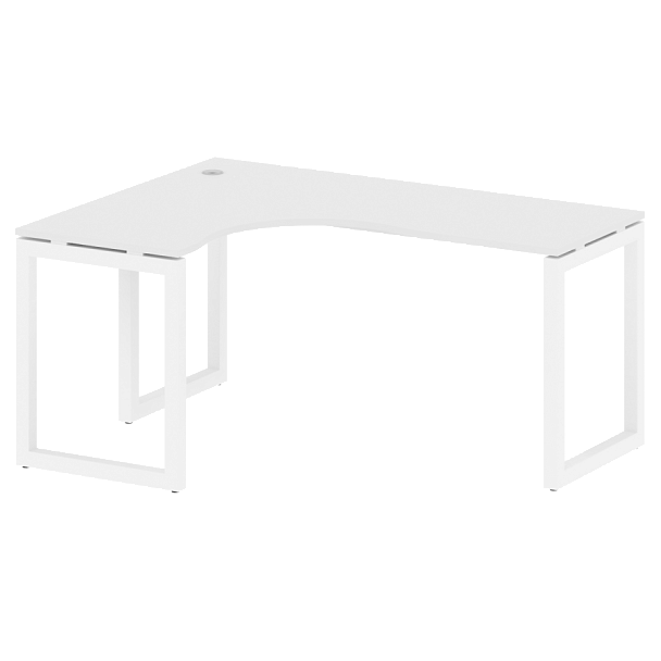 Metal System Quattro Стол криволинейный левый на О-образном м/к 50БО.СА-4 (L) Белый/Белый металл 1600*1200*750 - Вид 1