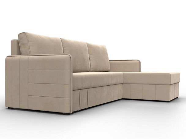 Диван угловой Слим угол универсальный Велюр бежевый - Вид 3