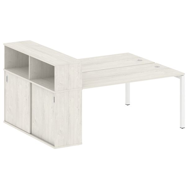 Metal System Quattro Р. ст. с шкафом-купе на П-образном м/к 50БП.РС-СШК-2.4 Т Дуб наварра/Белый металл 2010*1475*1098 - Вид 1