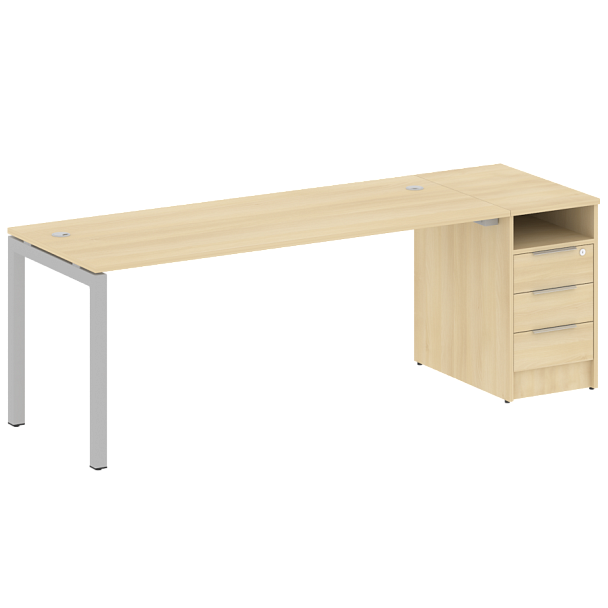 Metal System Quattro Р. ст. с тумбой на П-образном м/к 50БП.РС-СТП-1.5 Акация/Серый металл 2212*720*750 - Вид 1