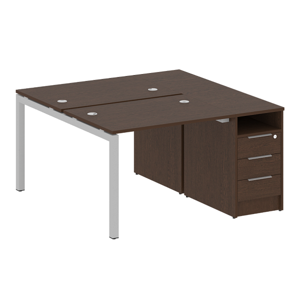 Metal System Quattro Р. ст. с тумбой на П-образном м/к 50БП.РС-СТП-2.1 Венге/Серый металл 1412*1475*750 - Вид 1