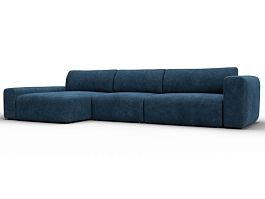 Диван угловой Лига-066 НПБ Лонг угол левый Велюр синий - Фото предпросмотра