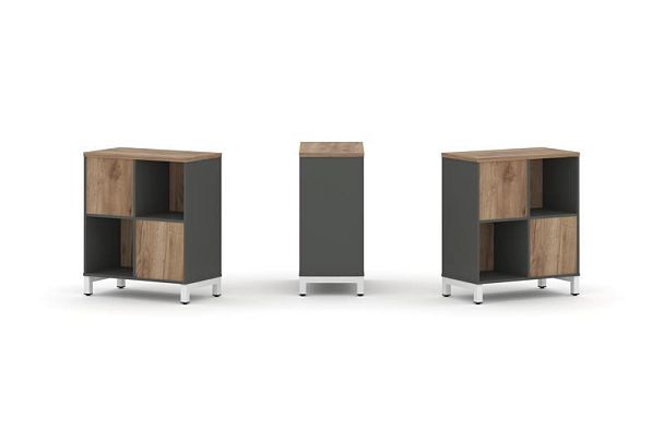 Style Project Набор стеллажа 2-х сторон., 2 яр. SN.NSD-221 Антрацит/Дуб Табак/Металл Белый 754*400*8 - Вид 1