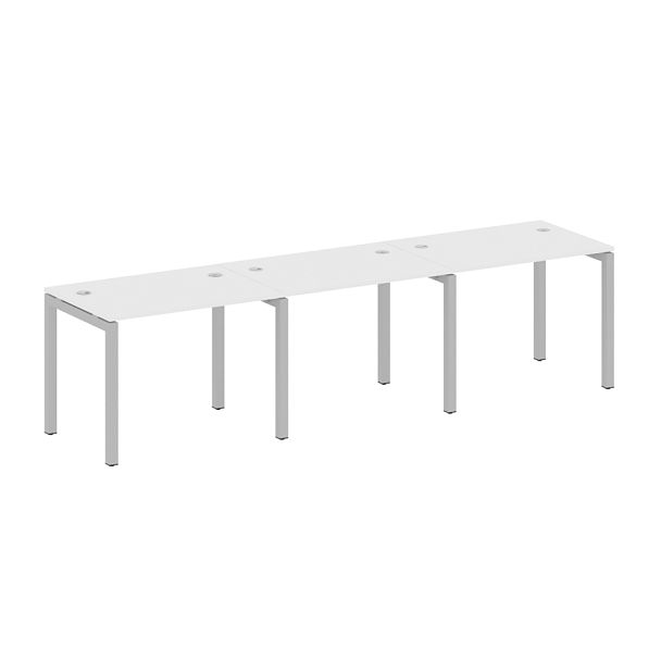 Metal System Quattro Р. ст. на 3 раб. места на П-образном м/к 50БП.СМ-3.1 Белый/Серый металл 3000*720*750 - Вид 1