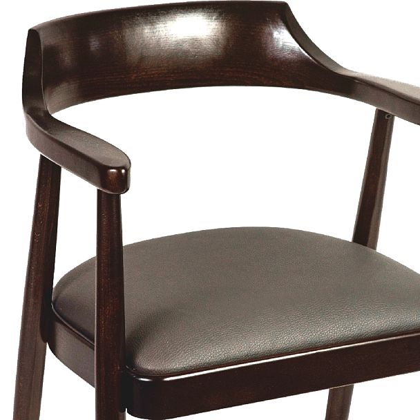 Комплект деревянных стульев с подлокотниками Боэн темный орех/коричневая экокожа, 4 шт. - Вид 6