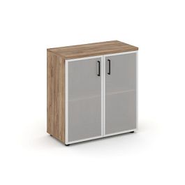 Стайл Проджект Шкаф низкий широкий SN.STS.E-303 Дуб Табак/Сатин/Черный Ручки 796*400*833 - Фото предпросмотра