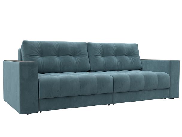 Диван прямой с декором Лига-049 НПБ Велюр бирюзовый - Вид 1