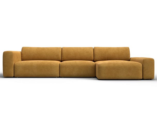 Диван угловой Лига-066 НПБ Лонг угол правый Велюр желтый - Вид 2