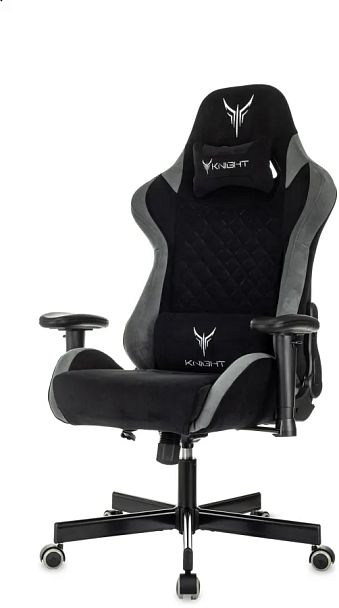 Кресло игровое Knight Regal Fabric черный/серый искусственная замша с подголов. крестов. металл - Вид 2