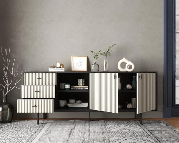 Комод с дверками и нишей Emerson арт EM15/milky/L - Вид 2