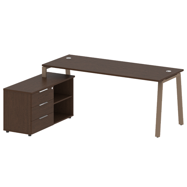 Metal System Р. ст. с тумбой на А-образном м/к БА.РС-СТС-2.5 (L) Венге/Мокко металл 1900*1520*750 - Вид 1