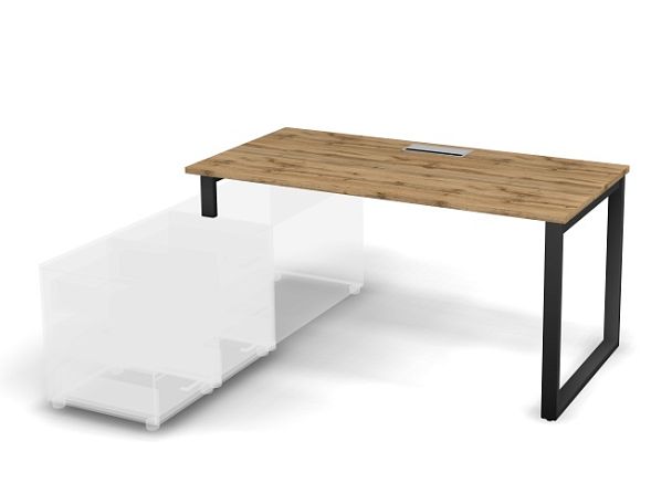 MATRIX 121B105-O Стол прямой, опора на тумбу, Merida (O-опоры) 1580х780х775 Дуб Крафт/Темно-серый - Вид 1