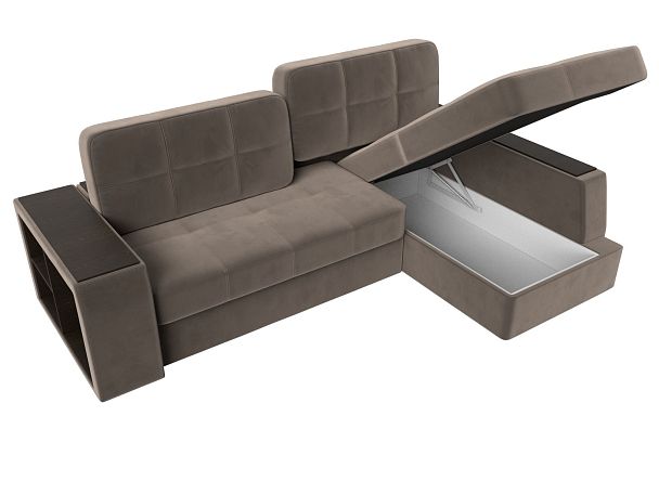Угловой диван Брюссель правый (полностью велюр коричневый) - Вид 7