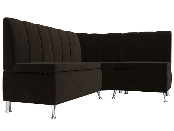 Кухонный угловой диван Кантри правый (полностью микровельвет коричневый) - Вид 3