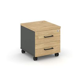 Стайл Проджект Тумба мобильная SN.TM-001 Антрацит/Тиквуд Светлый/Черный Ручки 416*460*437 - Фото предпросмотра