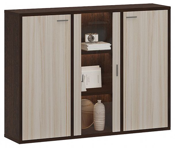 Тумба-витрина Домино СУ(ш3в1)+2ФГ+1ФС Венге/Карамель - Вид 2