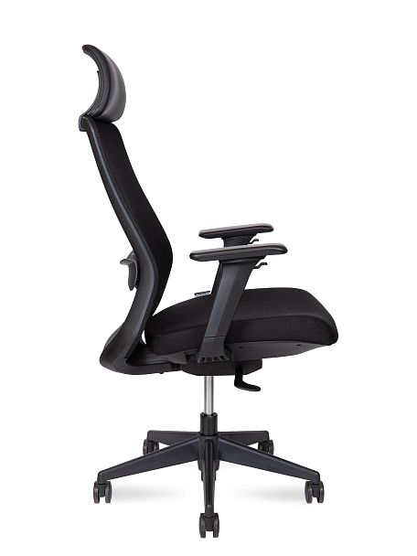 Кресло офисное / Como black / черный пластик / черная сетка / черная ткань - Вид 3