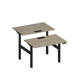 Рабочая станция на электроприводе с заглушками Elevo А2 ЧР 101 ВЛ вяз либерти/ черный гладкий - Фото предпросмотра