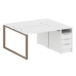 Metal System Р. ст. с тумбой на О-образном м/к БО.РС-СТП-2.2 Белый/Мокко металл 1612*1475*750 - Фото предпросмотра