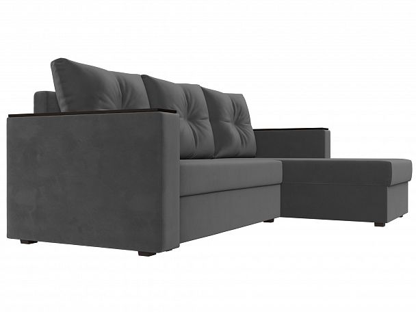 Угловой диван Атланта Лайт Б/С правый (полностью велюр серый) - Вид 3