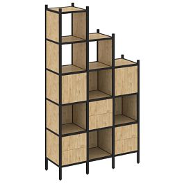 Loft Прямой стеллаж наборный VR.L-22 Тиквуд светлый/Чёрный металл 1278*446*2280 - Фото предпросмотра