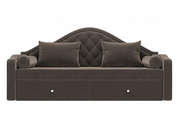 Прямой диван софа Сойер (полностью велюр коричневый) - Вид 2