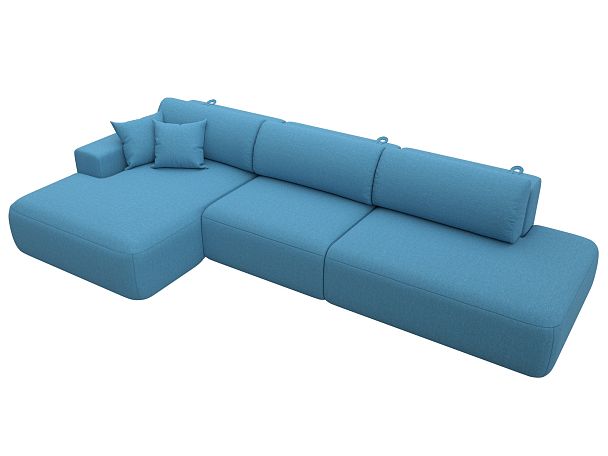 Диван угловой Лига-036 НПБ Модерн Лонг левый угол Рогожка голубой - Вид 5