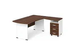 БЕРЛИН / BERLIN Угловое рабочее место правое 1400х1600х740 Орех Вармия/Белый - Фото предпросмотра