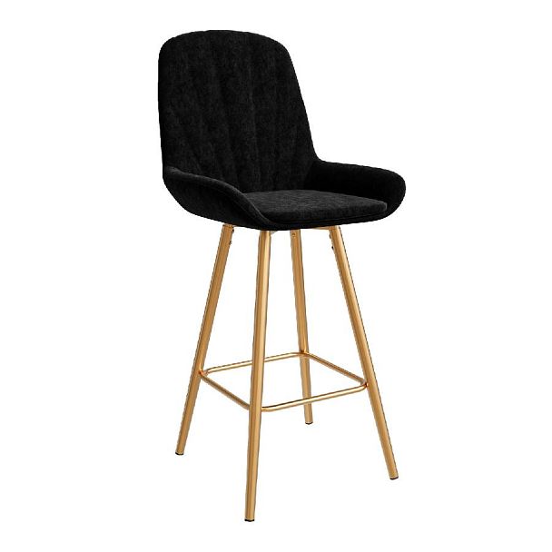 Стул ЮККИ Основание №5 Барный конус Золотое Вельвет Черный - Вид 1
