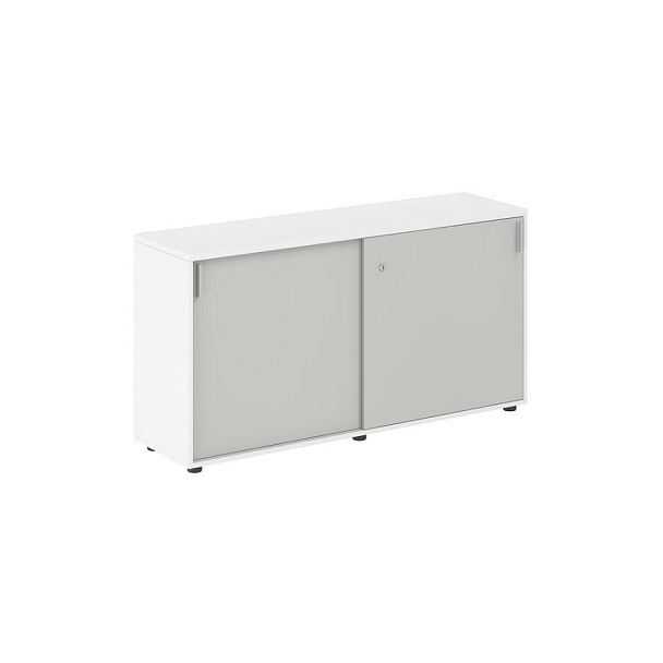 Шкаф купе 1438х400х750 низкий, с замком / корпус: белый, фасады: серый бархат Сигма / Sigma - Вид 1
