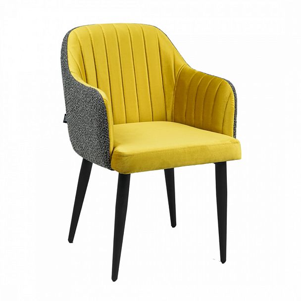 Стул Тюльпан, велюр Романтика 62, спинка рогожка Buckle Dark grey, металлические ножки - Вид 1