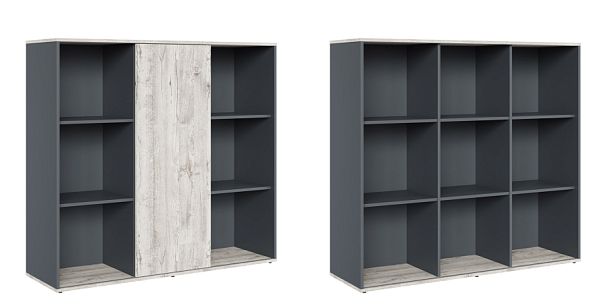 Шкаф средний со слайд-дверью Zion Light 140x42x129 дуб нордик - Вид 1