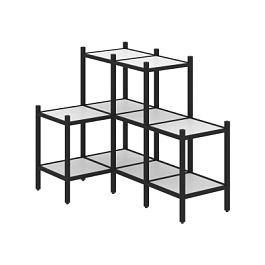 Loft Угловой внутренний стеллаж наборный VR.L-37 Белый бриллиант/Чёрный металл 862*1278*1047 - Фото предпросмотра